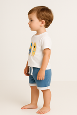 Erkek Bebek Surf Skate Yazılı Kısa Kollu Şortlu Takım