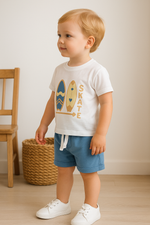 Erkek Bebek Surf Skate Yazılı Kısa Kollu Şortlu Takım