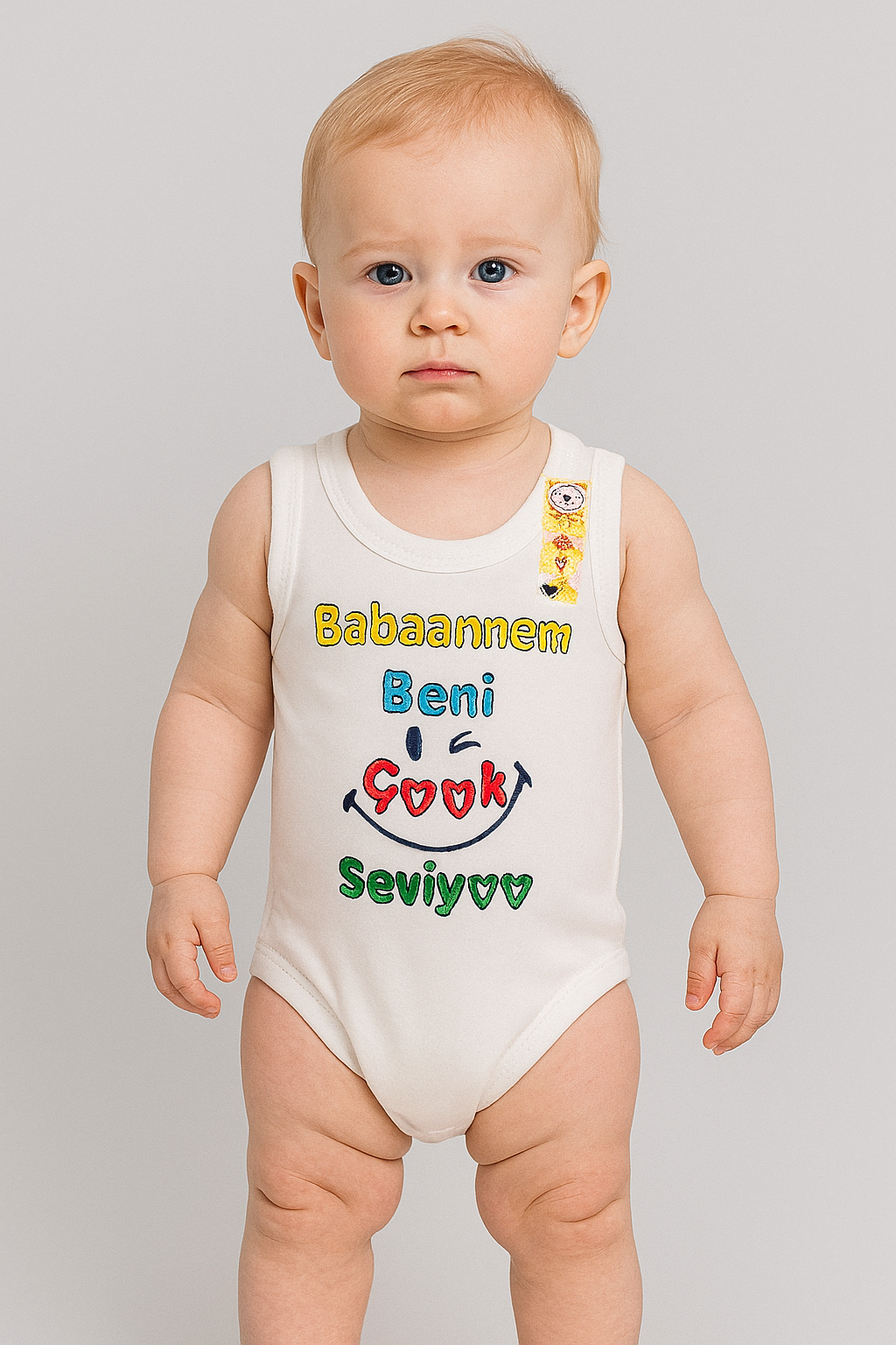 Unisex babannem beni çok seviyor yazılı sıfır kollu çıtçıtlı bady