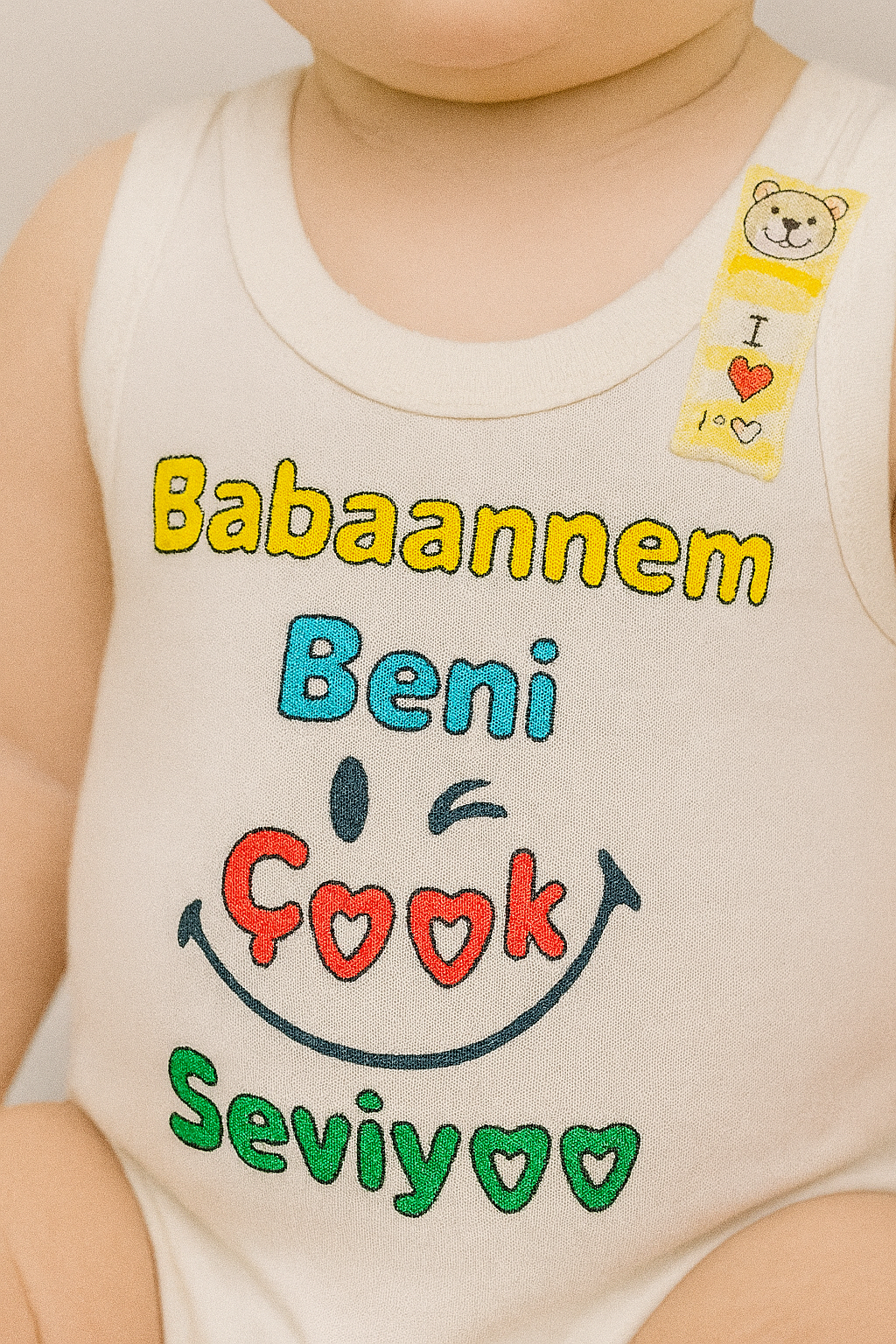 Unisex babannem beni çok seviyor yazılı sıfır kollu çıtçıtlı bady