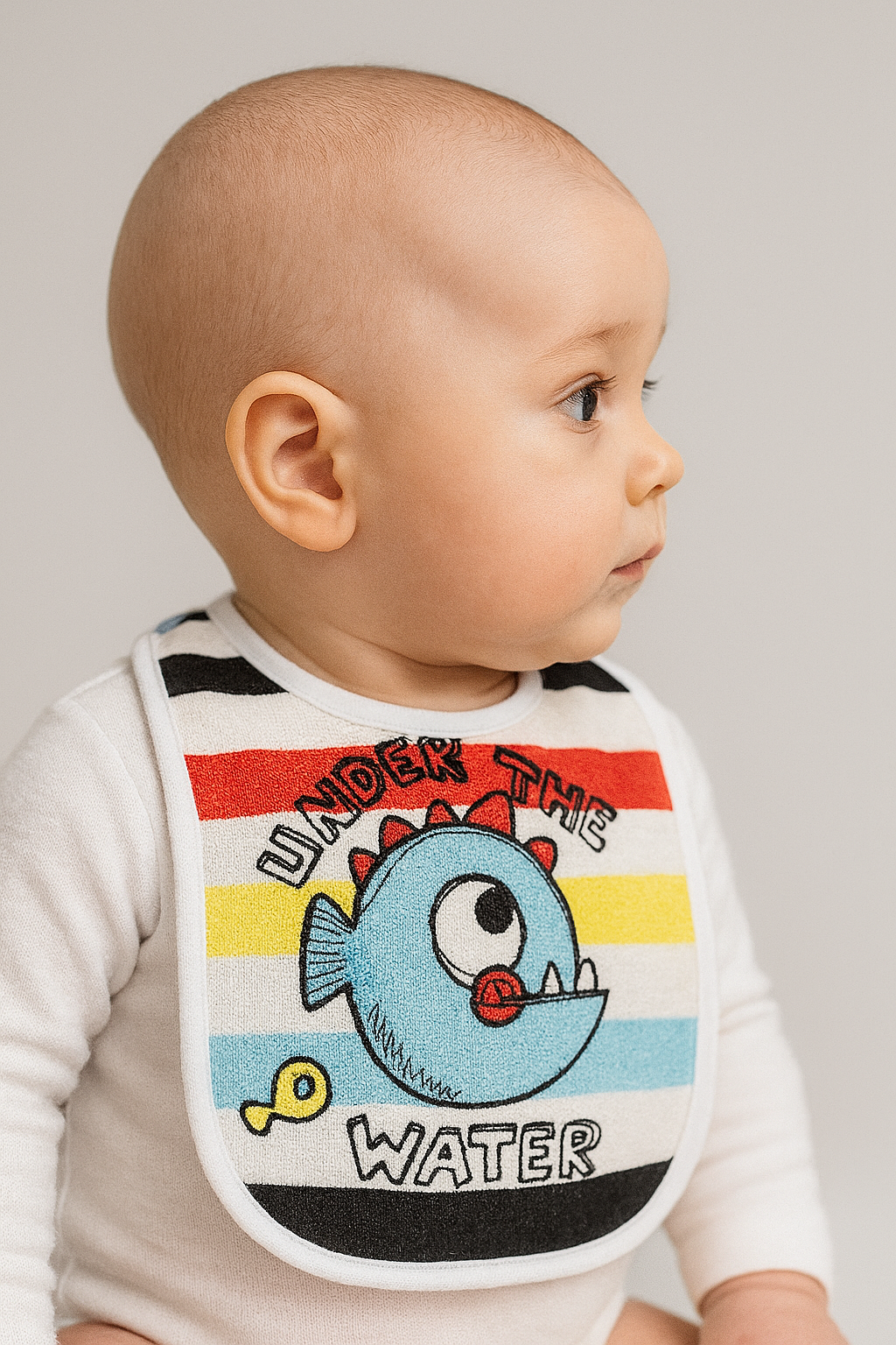 Erkek bebek under the yazılı mama önlüğü