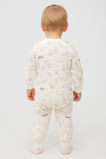 Unisex Hayvan Figürü Baskılı Önden Fermuarlı Uzun Kollu Organik Pamuklu Uyku Tulumu