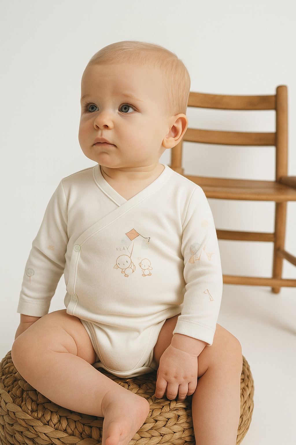 Erkek Bebekyandan Çıtçıtlı Teach Me Yazılı Uzun Kollu Organik Zıbın