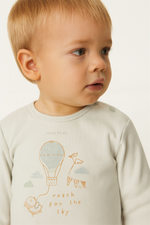 Erkek Bebek Uçan Balon Baskılı Uzun Kollu Sweat Waflee Kumaşlı Pantolon Takım