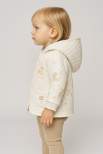 Unisex Önden Çıtçıt Kapamalı Yavru Ceylan Baskılı Cepli Pamuklu Kapşonlu Hırka