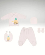 Ananas Desenli Bebek Zıbın Seti - 3 Ay - 5 Parça - Pamuklu Ve Yumuşak - Bebek Kıyafetleri - beyaz / 0-3 ay - Bebek