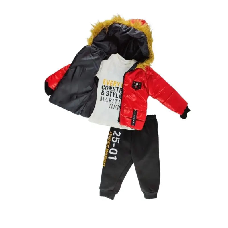 Bebek 3’Lü Kışlık Takım | Şişme Mont & Alt & Sweat | 6 - 12 Ay - Bebek Giyim/Erkek Bebek Giyim/Erkek Bebek Mont