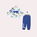 Bebek Erkek Takımı | Beyaz Sweat & Mavi Alt | 9 - 24 Ay - Bebek Giyim/Erkek Bebek Giyim/Erkek Bebek Takımları