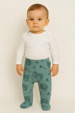 Bebek Tek Alt | Yeşil | Patikli | 9 Ay - Bebek Giyim/Erkek Bebek Giyim/Erkek Bebek Tek Alt