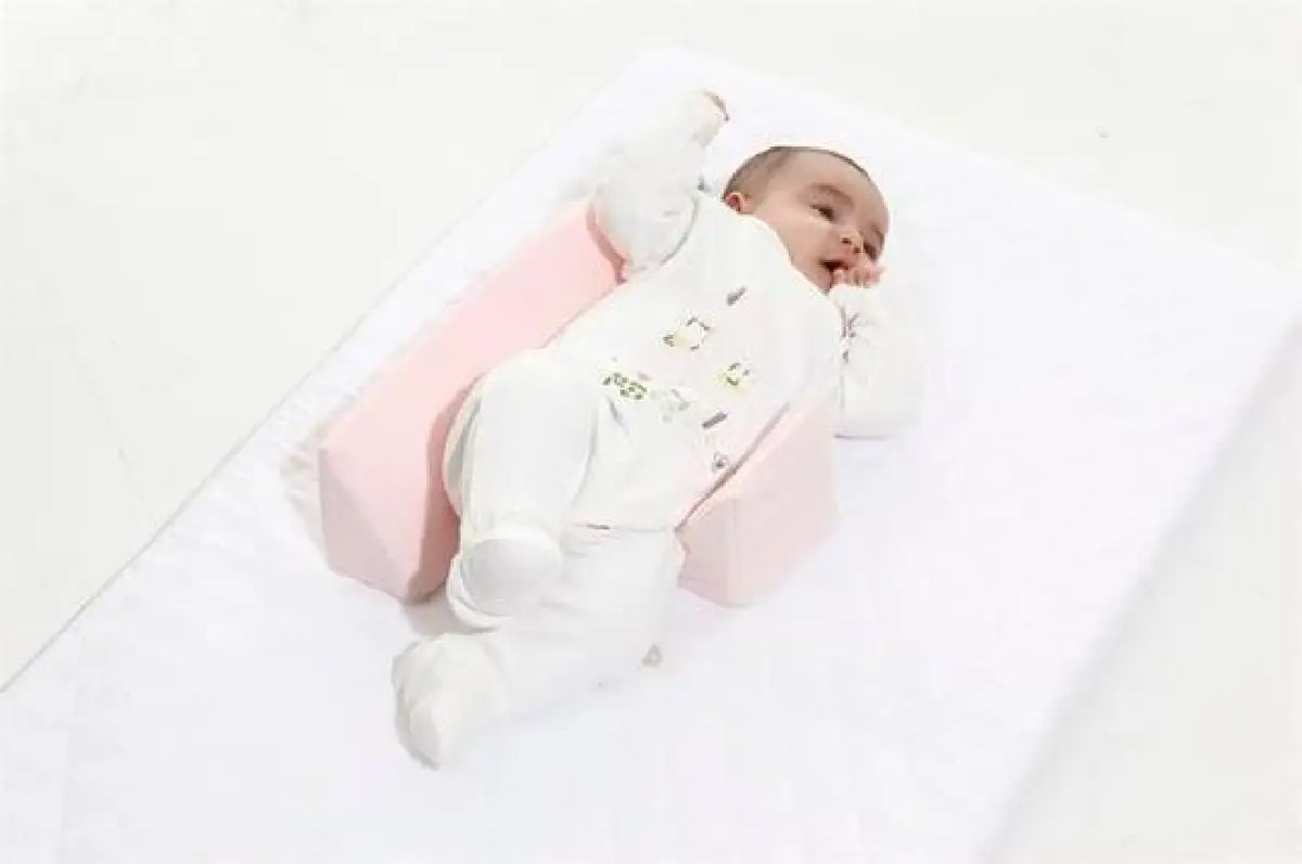 Bebek Yan Yatış Yastığı - Biorganik - Pembe - Ekru - Mavi Renk - Araç - Gereç/Yan Yatış Yastığı