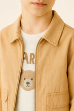 “Bej Fermuarlı Erkek Çocuk Ceketi – Cep Detaylı Gabardin Mont | 10-12 Yaş Sonbahar Şıklığı” - Erkek Çocuk Giyim/Erkek