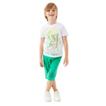 Beyaz Looney Tunes Desenli Erkek Kapri Takım | 3 - 9 Yaş | Yeşil & Beyaz | Tshirt & Kapri - Erkek Çocuk Giyim/Erkek