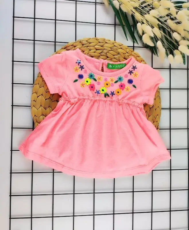 Cichlid Kız Bebek Takımı - Pembe Çiçek Desenli Pamuk Malzemeli - Bebek Giyim/Kız Bebek Giyim/Kız Bebek Takımları