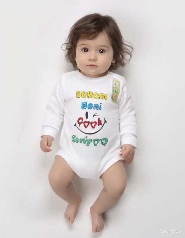 Dedem Beni Çok Seviyor Yazılı Bebek Zıbın | Uzun Kollu | 1 - 9 Ay | Beyaz - Bebek Giyim/Kız Bebek Giyim/Kız Bebek Zıbın