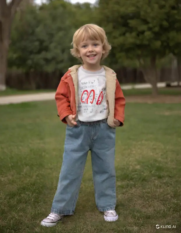 Erkek Bebek 3’Lü Takım | Kahverengi Kadife Mont & Kot Pantolon & Beyaz Sweat | 9 Ay - Bebek Giyim/Erkek Bebek