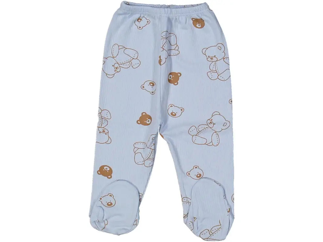 Erkek Bebek Ayıcık Baskılı Patikli Tek Alt - Patikli - Pamuklu - Beli Lastikli -Ayıcık Baskılı -1 -3 Ay - Bebek