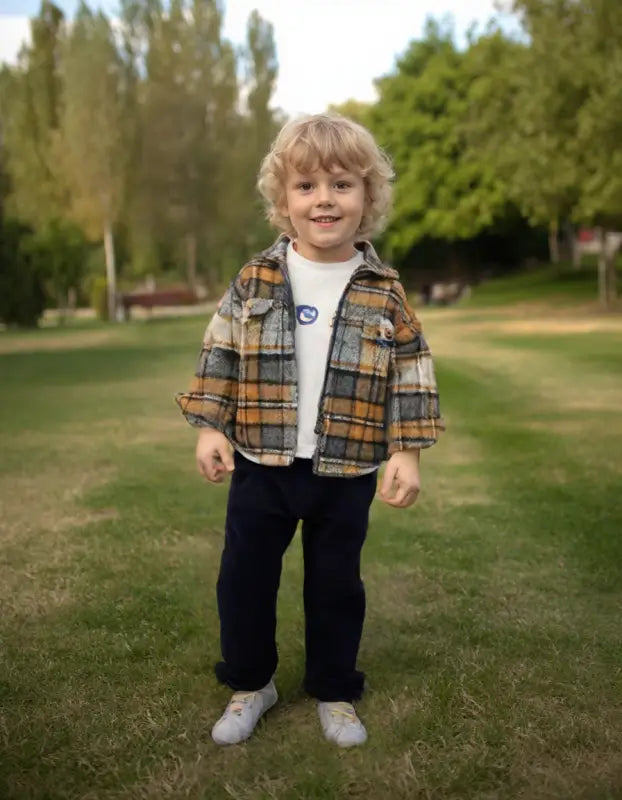 Erkek Bebek Ekoseli Fermuarlı Ceketli Kadife Pantolonlu 3Lü Takım - Bebek Giyim/Erkek Bebek Giyim/Erkek Bebek Takımları