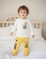 Erkek Bebek Kışlık Sarı Kumaş Alt Üst Takım - 9-12-18 Ay - Pamuklu İkili Takım - Bebek Giyim/Erkek Bebek Giyim/Erkek