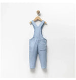 Erkek Bebek Köpek Nakışlı Müslin Kumaş Salopet - Düğmeli - Müslin - Mavi Renk - 12 - 18 - 24 Ay - Bebek Giyim/Erkek