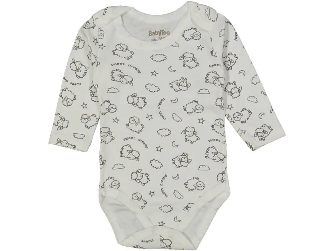 Erkek Bebek Kuzu Baskılı Pamuklu Uzun Kollu Çıtçıtlı Bady - Bebek Giyim/Erkek Bebek Giyim/Erkek Bebek Zıbın