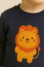 Erkek Bebek Lacivert Aslan Nakışlı Sweatshirt & Hardal Eşofman Altı Takımı (1-2 Yaş) - Bebek Giyim/Erkek Bebek