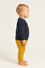 Erkek Bebek Lacivert Aslan Nakışlı Sweatshirt & Hardal Eşofman Altı Takımı (1-2 Yaş) - Bebek Giyim/Erkek Bebek