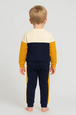 Erkek Bebek Marin Temalı Lacivert-Hardal “Volemos Juntos” Baskılı Pamuklu Eşofman Takımı (1-2 Yaş) - Bebek Giyim/Erkek