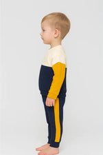 Erkek Bebek Marin Temalı Lacivert-Hardal “Volemos Juntos” Baskılı Pamuklu Eşofman Takımı (1-2 Yaş) - Bebek Giyim/Erkek