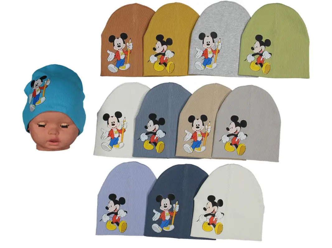 Erkek Bebek Mickey Baskılı Penye Bere - beyaz / 1-4 yaş - Araç - Gereç/bebek araç gereçleri