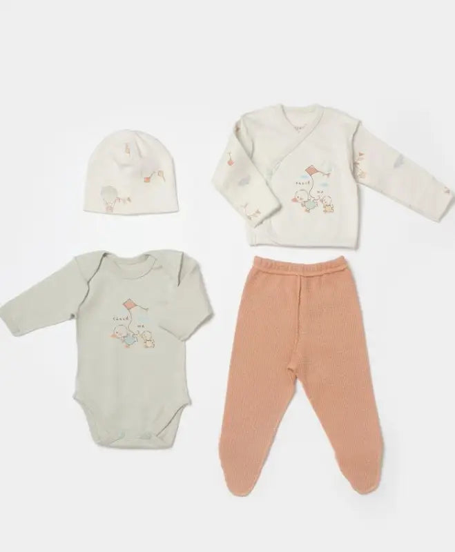 Erkek Bebek Organik Civciv Baskılı 4Lü Zıbın Seti - mint yeşili / 0-3 ay - Bebek Giyim/Erkek Bebek Giyim/Erkek Bebek