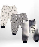 Erkek Bebek Panda Baskılı Tek Boy 3 Lü Alt Pantolon - Ribanalı - Bel Kısmı Lastikli - Pamuklu - 3 - 6 Ay - Bebek