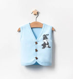 Erkek Bebek Tavşan Figürlü Ahşap Düğmeli Penye Yelek - Bebek Giyim/Kız Bebek Giyim/Kız Bebek Yelek