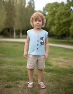 Erkek Bebek Tavşan Figürlü Ahşap Düğmeli Penye Yelek - Bebek Giyim/Kız Bebek Giyim/Kız Bebek Yelek