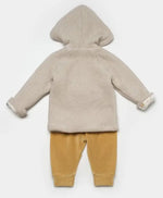 Erkek Bebek Triko Kapşonlu Hırkalı Kadife Pantolonlu 3Lü Takım - Bebek Giyim/Erkek Bebek Giyim/Erkek Bebek Takımları