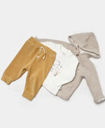 Erkek Bebek Triko Kapşonlu Hırkalı Kadife Pantolonlu 3Lü Takım - Bebek Giyim/Erkek Bebek Giyim/Erkek Bebek Takımları