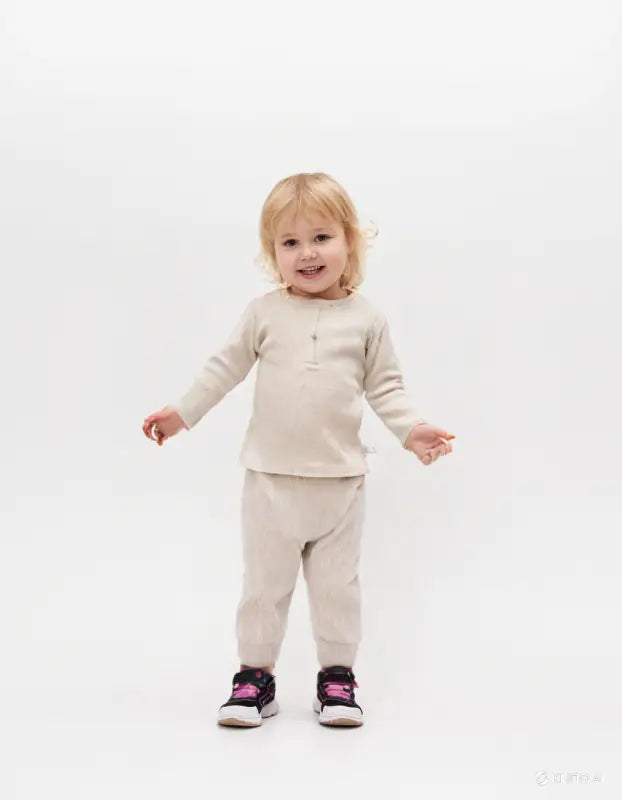 Erkek Bebek Waffle Kumaş Organik 2 Li Uzun Kollu Kahve Renk Takım - Önden Çıtçıtlı - Kahve Renk - 6 - 36 Ay - Bebek