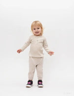 Erkek Bebek Waffle Kumaş Organik 2 Li Uzun Kollu Kahve Renk Takım - Önden Çıtçıtlı - Kahve Renk - 6 - 36 Ay - Bebek