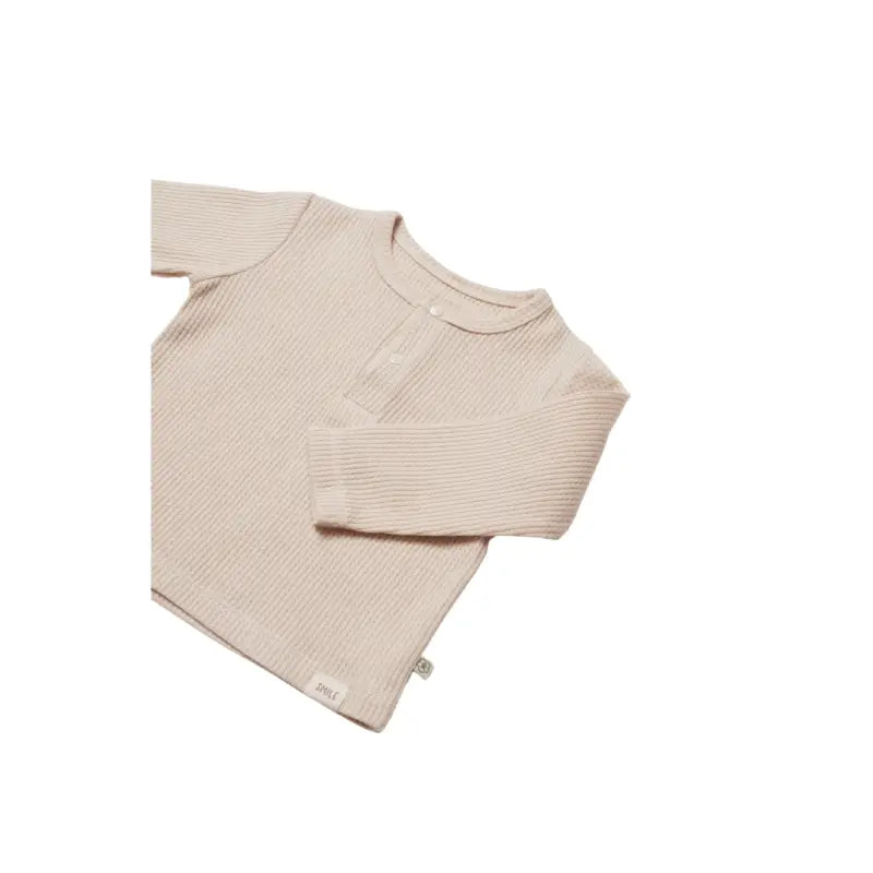 Erkek Bebek Waffle Kumaş Organik 2 Li Uzun Kollu Kahve Renk Takım - Önden Çıtçıtlı - Kahve Renk - 6 - 36 Ay - Bebek