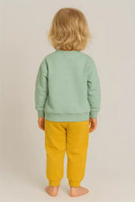 Erkek Bebek Yavru Aslan Baskılı Mint Sweatshirt & Hardal Jogger Takım | % 100 Pamuk Rahat Kesim 2-4 Yaş - Bebek