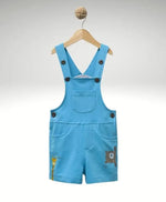 Erkek Bebek Zürafa - Ayıcık Baskılı Şort Salopet - Cepli - Mavi Renk - 18 - 36 Ay - Bebek Giyim/Erkek Bebek Giyim/Erkek