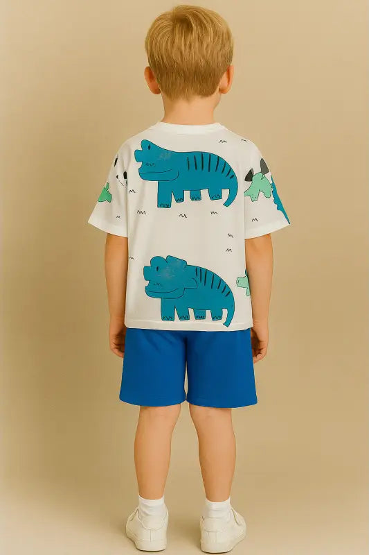 Erkek Çocuk Dinazor Baskılı Kısa Kol Tişörtlü - Şortlu Takım - Bebek Giyim/Erkek Bebek Giyim/Erkek Bebek Takımları