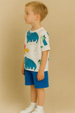 Erkek Çocuk Dinazor Baskılı Kısa Kol Tişörtlü - Şortlu Takım - Bebek Giyim/Erkek Bebek Giyim/Erkek Bebek Takımları