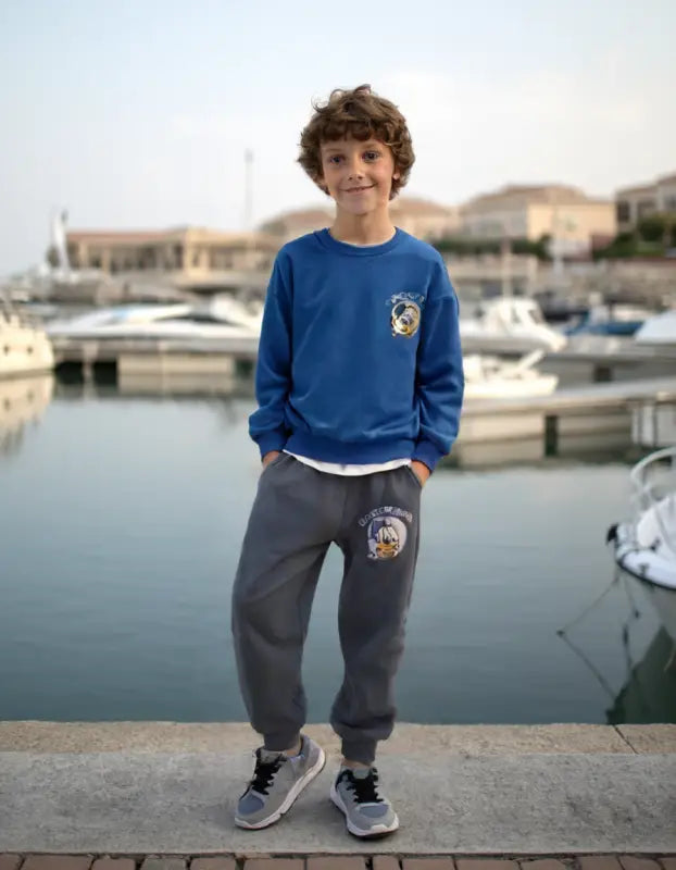 Erkek Çocuk Donald Duck Baskılı 2 İplikli Bisiklet Yaka Uzun Kollu Eşofman Takımı - Erkek Çocuk Giyim/Erkek Çocuk Takım