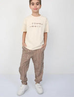 Erkek Çocuk Dont Quıt Yazılı Kısa Kollu Tişörtlü - Beli Lve Paça Kısmı Lastikli- Çizgili - Cep Detaylı Pantolon Takım