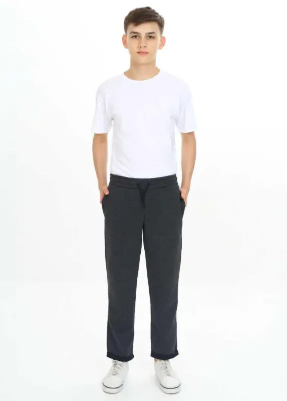 Erkek Çocuk Duble Paça Cep Kısmı Armalı Jogger Eşofman Altı - Erkek Çocuk Giyim/Erkek Çocuk Tek Alt