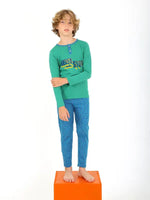 Erkek Çocuk Düğmeli Tranıng Yazılı Uzun Kollu Pmuklu Pijama Tk. - Erkek Çocuk Giyim/Erkek Çocuk Pijama & Eşofman