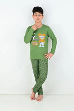 Erkek Çocuk Game Dan Gereos Ayıcık Baskılı Yeşil Renk Uzun Kollu Pijama Tk. - Erkek Çocuk Giyim/Erkek Çocuk Pijama &