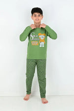 Erkek Çocuk Game Dan Gereos Ayıcık Baskılı Yeşil Renk Uzun Kollu Pijama Tk. - Erkek Çocuk Giyim/Erkek Çocuk Pijama &