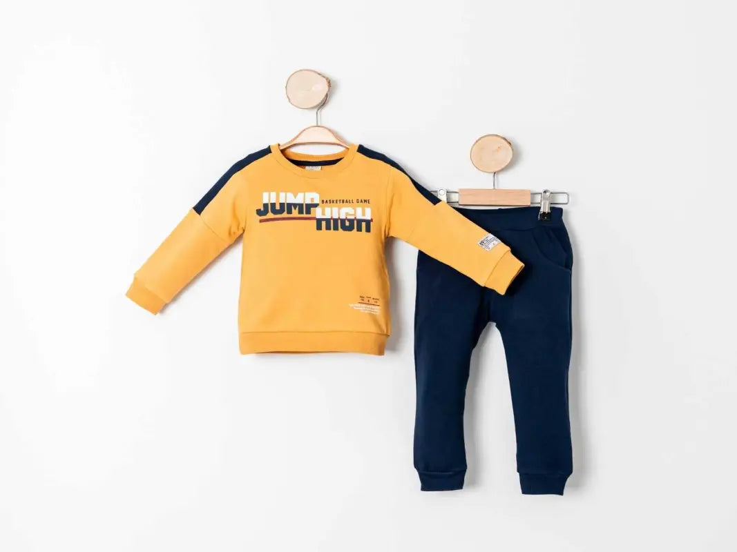 Erkek Çocuk Jump Hıgh Yazılı İç Kısmı Şardonlu Bisiklet Yaka 2 Li Takım - Erkek Çocuk Giyim/Erkek Çocuk Takım