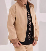 Erkek Çocuk Keten Ceketli- Kısa Kollu -Bisiklet Yaka-Siyah Renk Tişört- Keten -Krem Renk Pantolonlu 3Lü Takım - Erkek